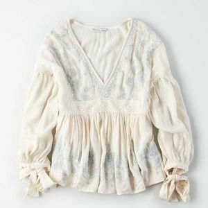 American  Eagle outfitters embroidered boho blouse